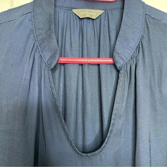 Denver Hayes Blouse Sleeveless U-Shape Neckline Semi-Sheer Peplum Blue Sz Medium - Picture 3 of 16